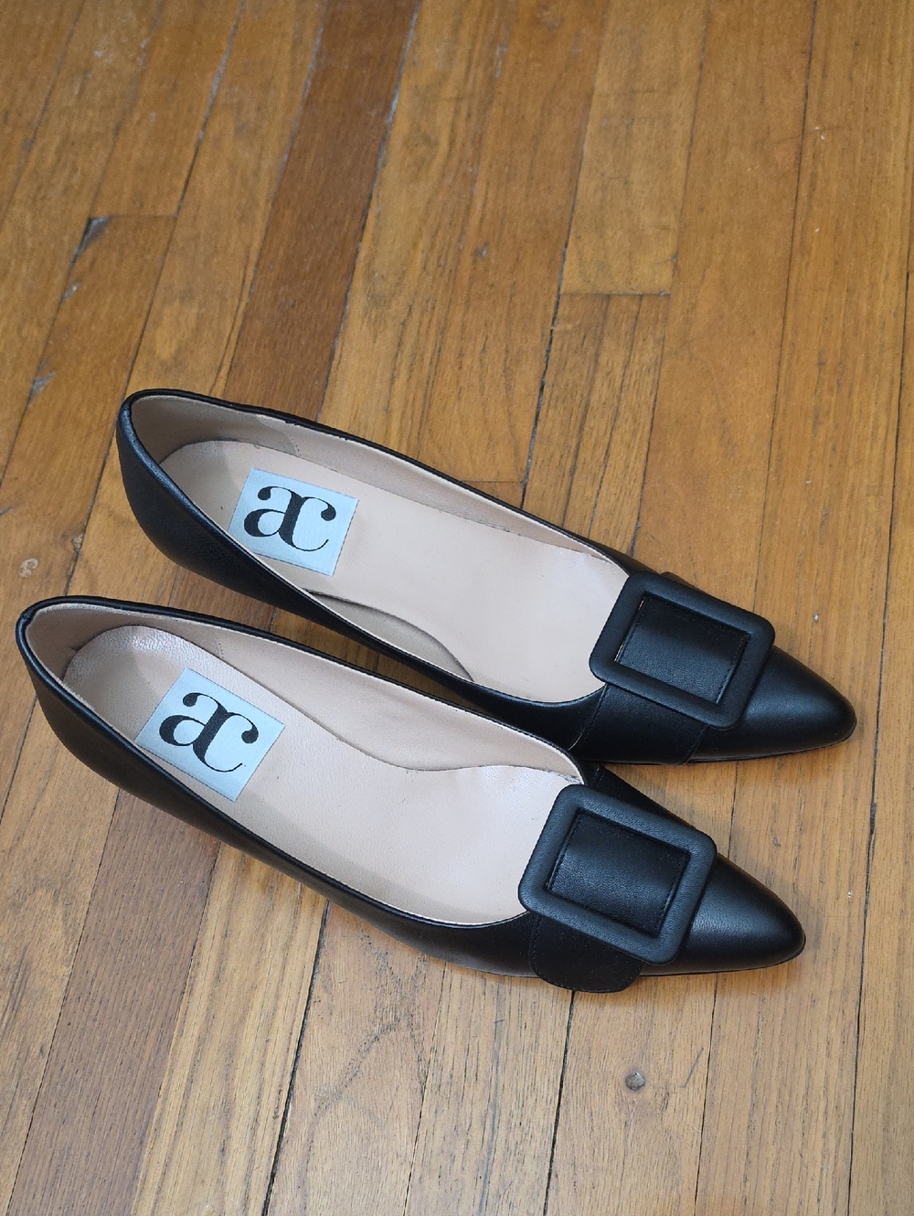 AC Black Pointed Toe Buckle Flats - Sleek Women’s Heels